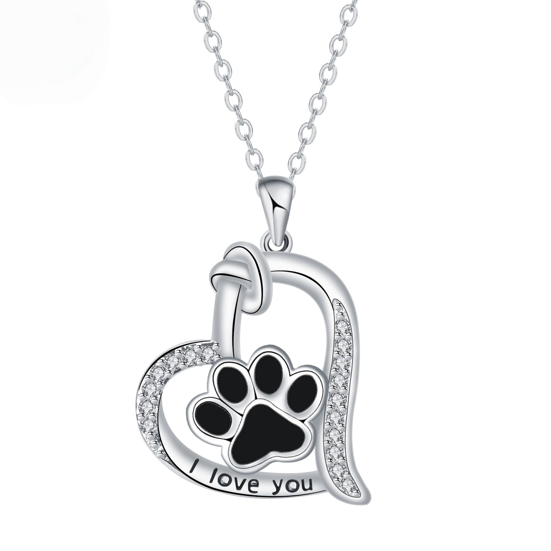 Heart Paw Silver Necklace