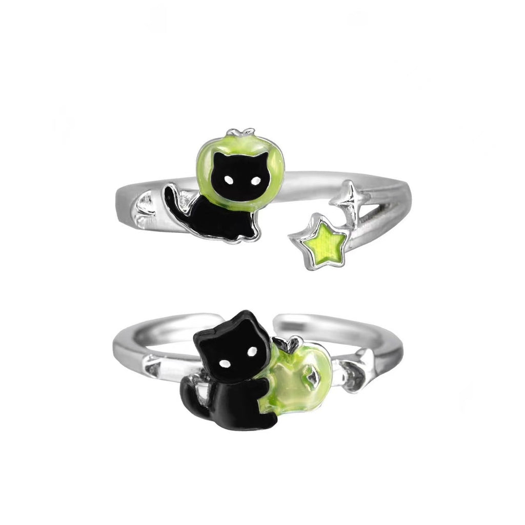 Green Whimsy Cat Ring – Apple &amp; Star