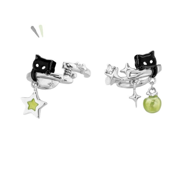 Green Whimsy Cat Earrings – Star &amp; Apple