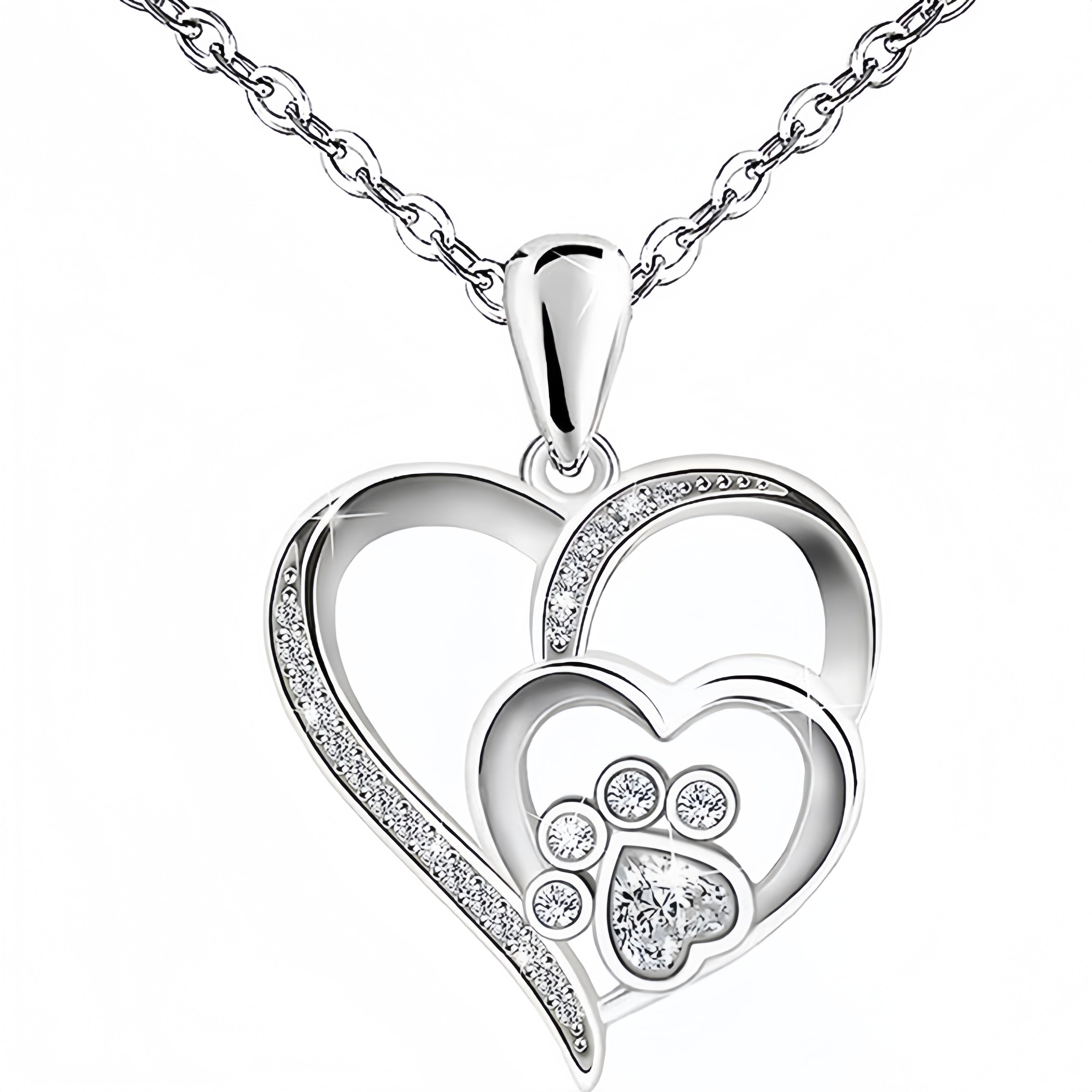 Forever Paw Heart Pendant Necklace