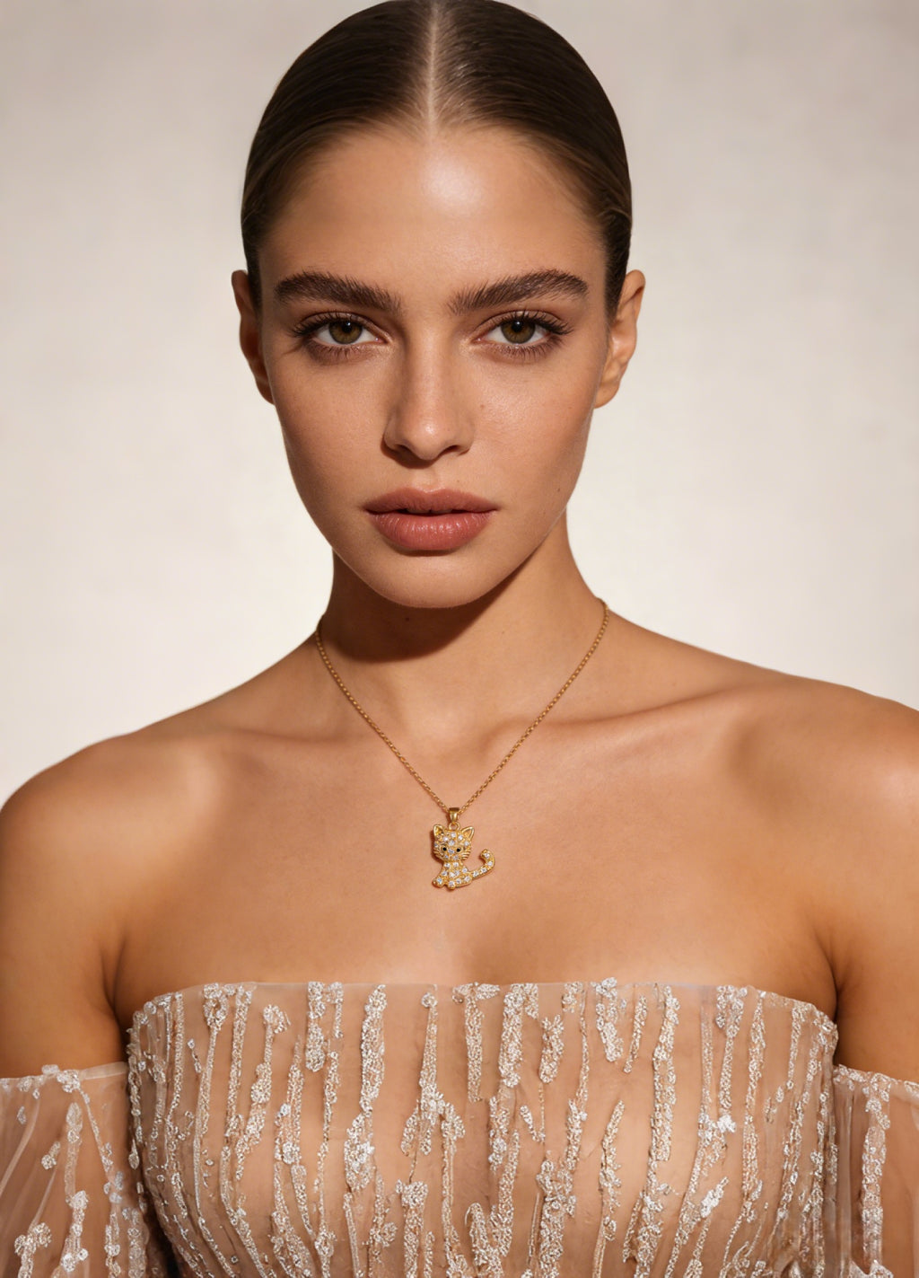 Golden Spirit Cat Pendant