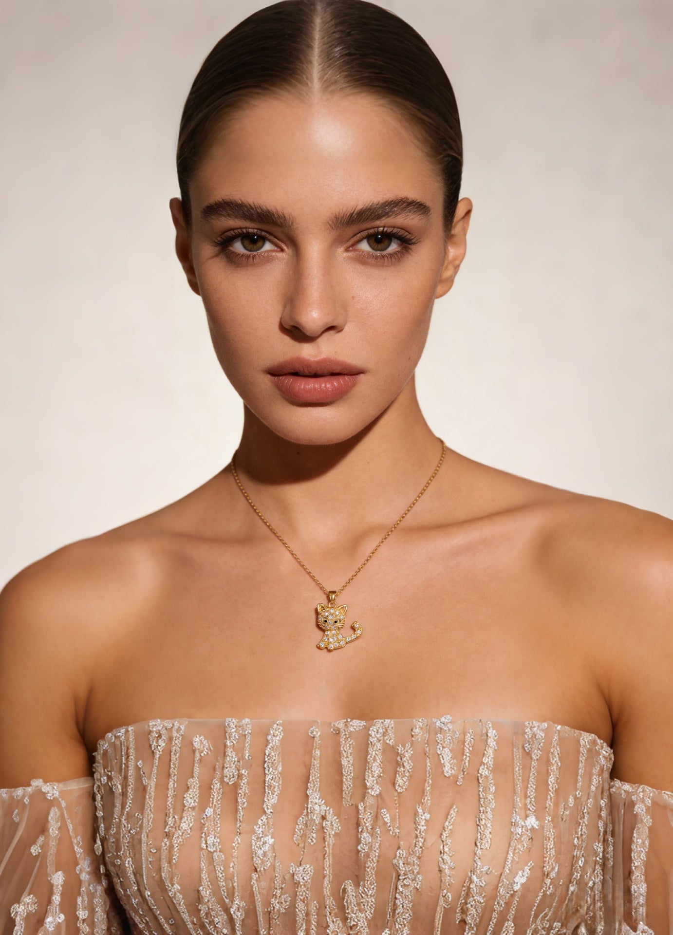 Golden Spirit Cat Pendant