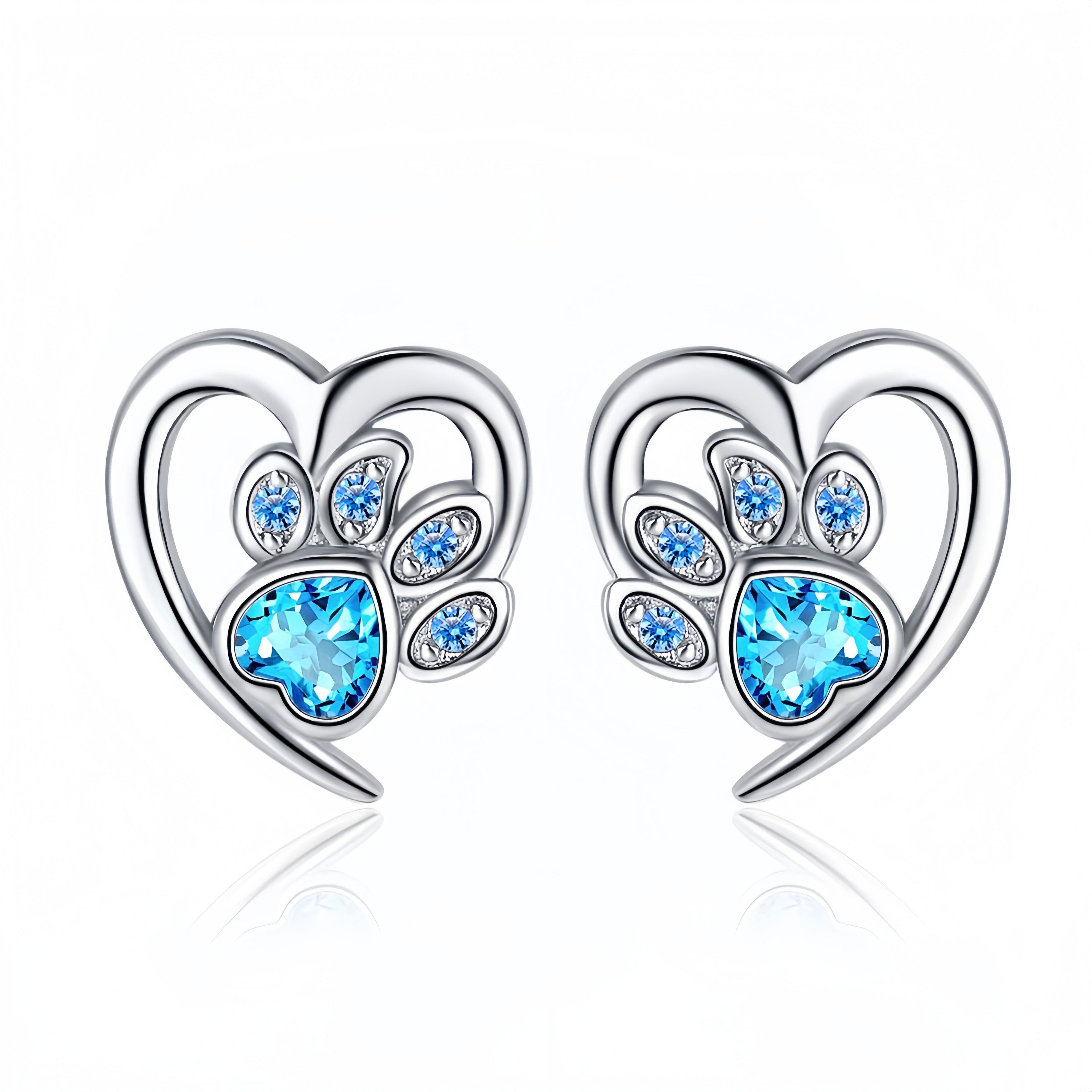 Heartmark Blue Paw Studs